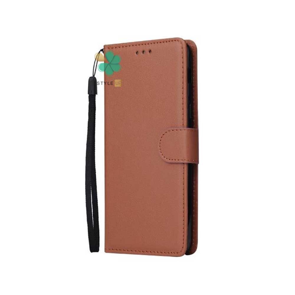 مشخصات و خرید کیف گوشی چرمی مدل ایمپریال قفل دار مخصوص سامسونگ A04e رنگ قهوه ای عدم لغزش از دست