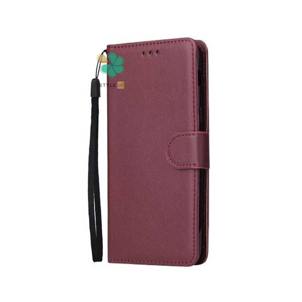 قیمت کیف گوشی چرمی مدل ایمپریال قفل دار مخصوص Redmi 12 رنگ زرشکی با قابلیت استند شدن
